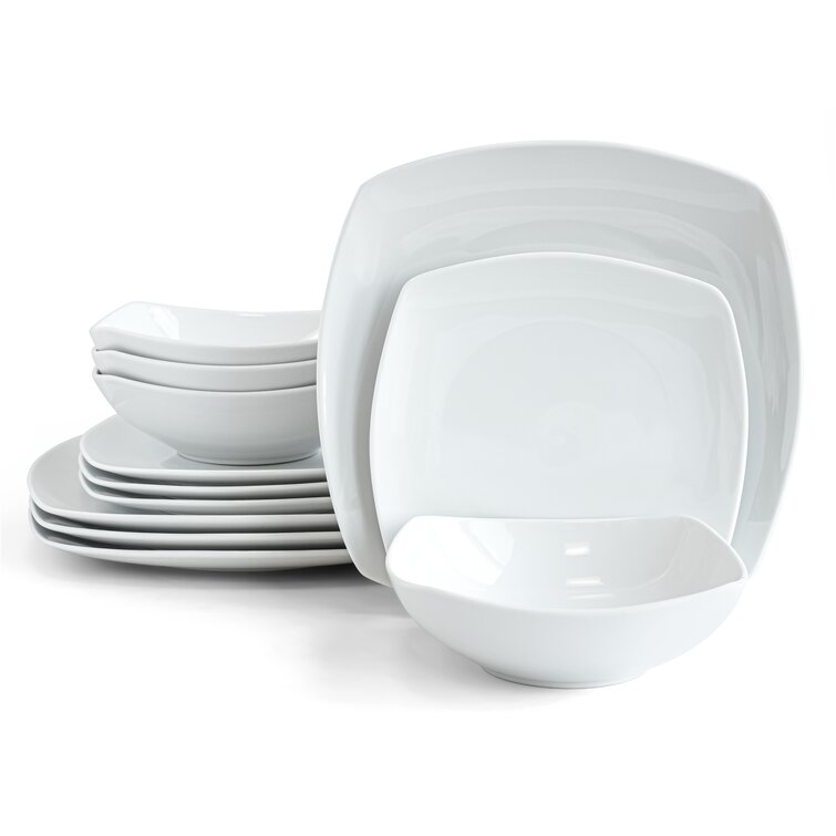 Square white dinnerware outlet sets